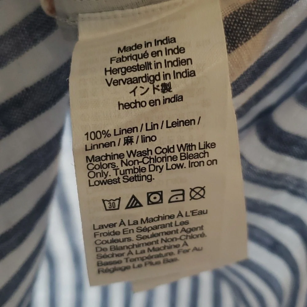 J. Crew Capitaine Linen Shirt, Blue Stripe, Size M - Picture 6 of 7